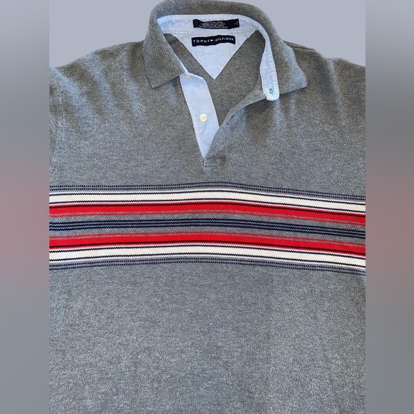 Tommy Hilfiger Gray Striped Long Sleeve Polo Shirt - Picture 5 of 8